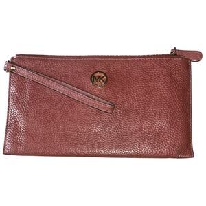 Michael Kors Vintage Large Pebbled Leather Brown Clutch